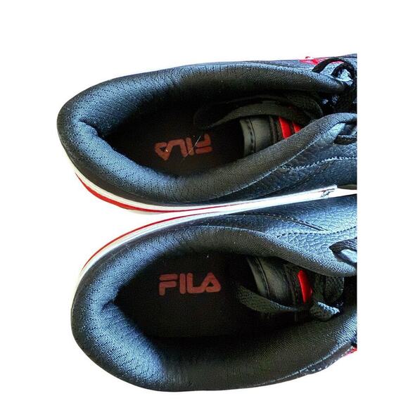 Fila Men’s A-Low Black Red White Leather Lace Up Trainers Sneakers size 12 main image 5